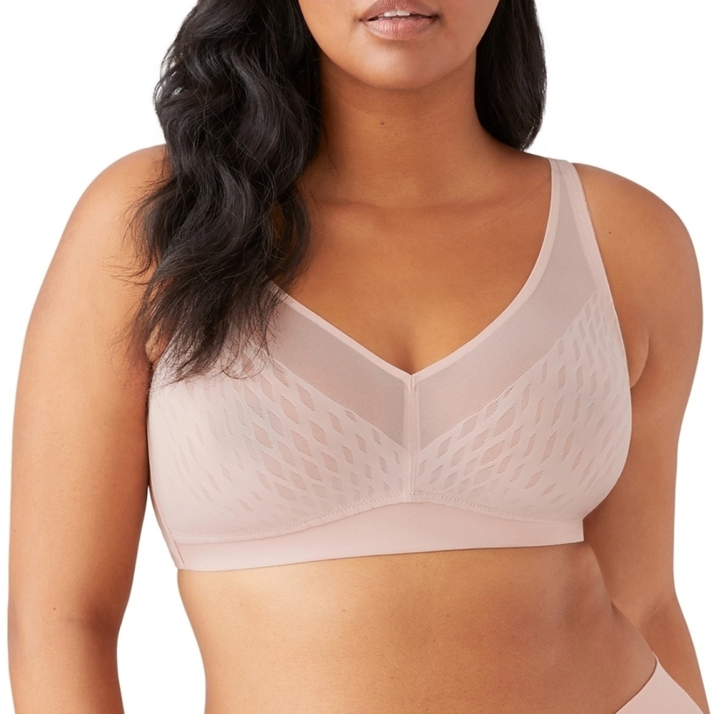 Wacoal Elevated Allure Wire Free Bra Nude Beige Wireless 852336 Size 34D Lace